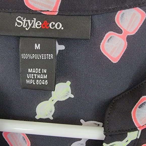 Style & Co Button Down Sunglass Blouse Sleeveless Size M - Picture 5 of 7